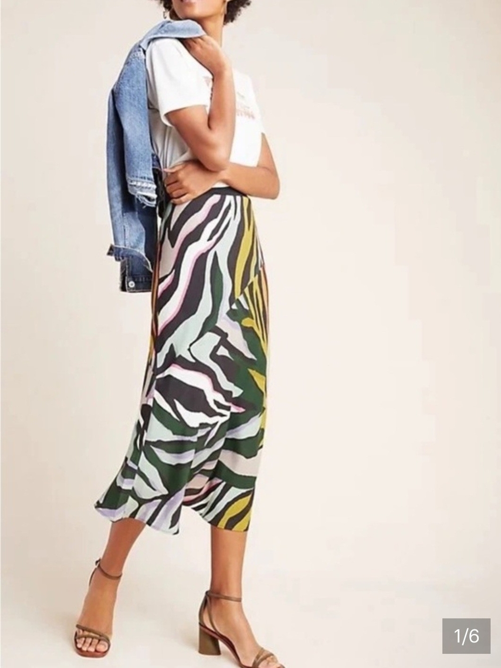 Corey Lynn Calter Anthropologie Zebra Printed Multicolor Midi Skirt